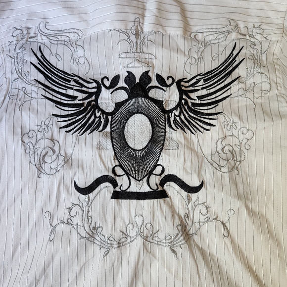 El General 1901 Men's Medium Button Shirt White Half Sleeve Embroidered Western - Picture 2 of 8